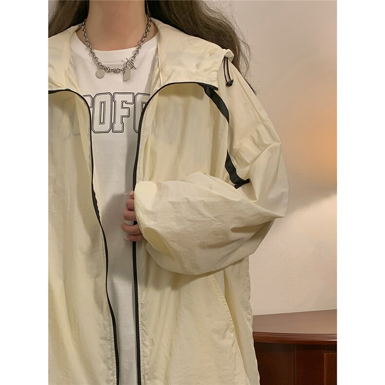 1中性风黄灯连帽滚边设计大码M-5XL潮牌防晒服男FS77005P45控68,男装防晒衣,星座226-2