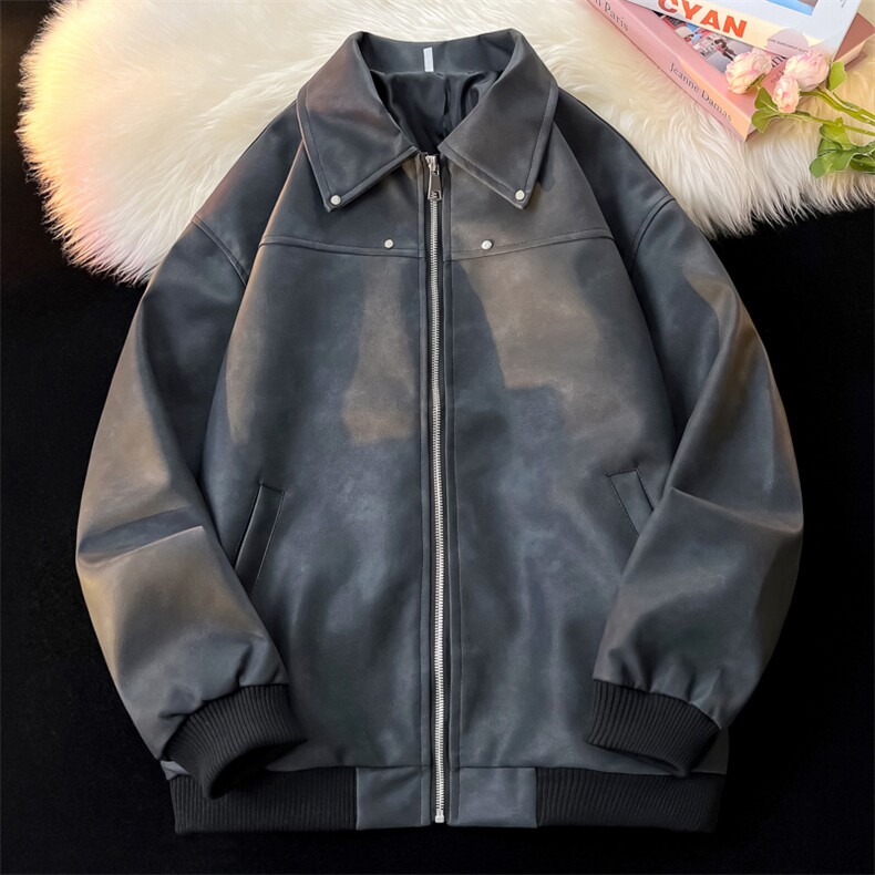 秋季翻领皮夹克男男士外套薄款防水情侣款潮A266-PY010-P100控168，男装夹克，电商A266