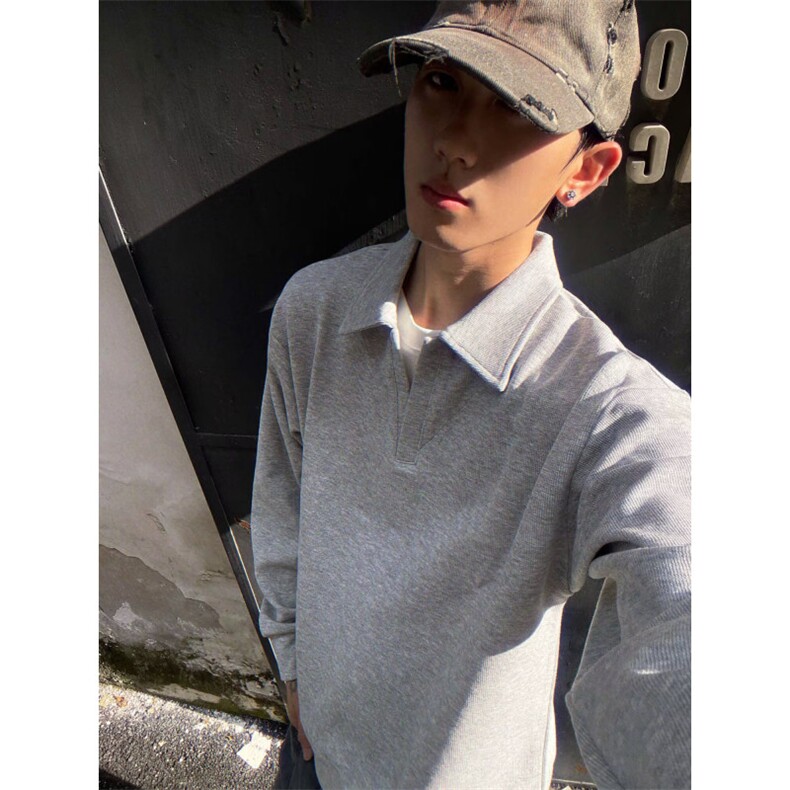 工装美式休闲空气层半拉链卫衣学院风灰色拼接立领上衣男秋季，男装工装外套，星座506A