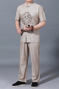 2023年夏季圆领宽松短袖中年纯色休闲商务上衣时尚百搭男装图片