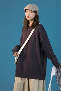秋冬2024新款毛衣圆领纯色针织衫中性风男女上衣A161-2-M001-P35图片