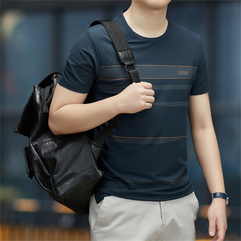 男士短袖圆领宽松休闲半袖体恤2023夏季新款中年男装薄款上衣服T图片