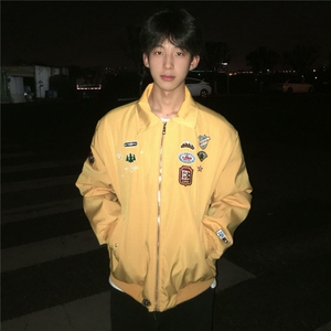 1506/QFY1770/P70美式复古徽章刺绣小标飞行夹克休闲百搭派克服图片
