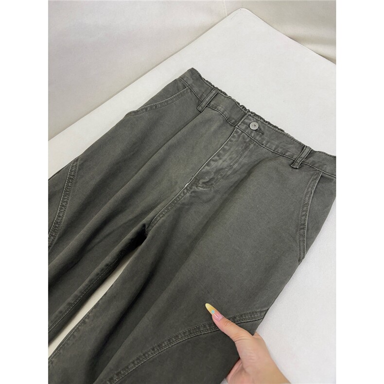B221美式ins高街斜切宽松休闲洗褪弯刀牛仔裤LK26619-特P50控88,男装牛仔裤,电商B221