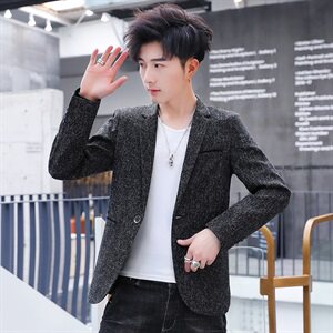 青年休闲西服男潮四季修身正装西装韩版帅气灰色男士外套,男装西服,星座509