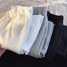 K6095/P45秋装新款港风平铺拉链开叉韩版潮休闲裤男宽松大码束脚，男装休闲裤，电商A141