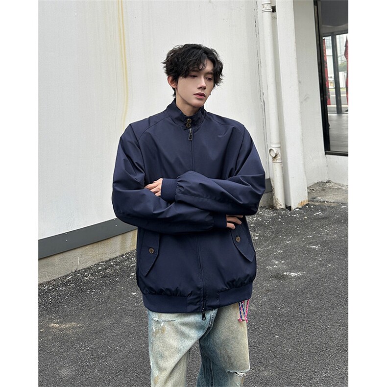 8XL-M美式复古棒球服外套男特大码潮牌双拉链立领夹克衫JK005P85,男装夹克,电商B312