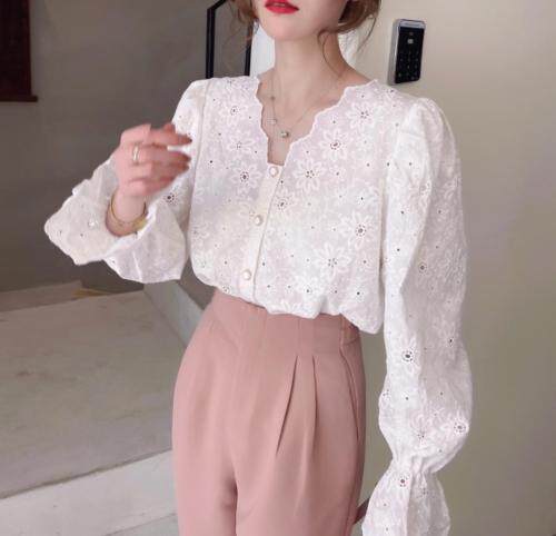 特种刺绣花露锁骨衬衣，其它，新袖