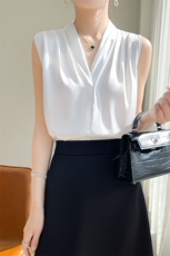 西装内搭小衫女2025夏无袖上衣仿真丝缎面吊带背心西服打底衬衫，女装衬衫，羊特美羊绒