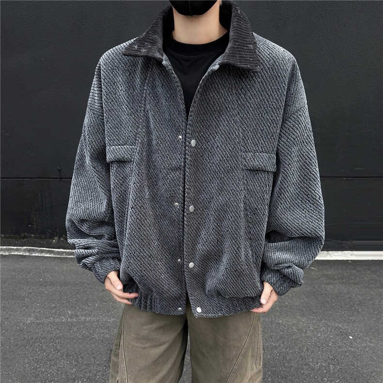 黑墙秋季工装夹克休闲潮牌银丝斜纹雪尼尔翻领外套A436-6116-P75,男装夹克,电商A436