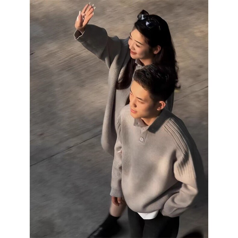 半高领纽扣设计毛衣2026秋季潮牌宽松情侣针织衫外套,男装针织衫/毛衣,星座218-1（原230）
