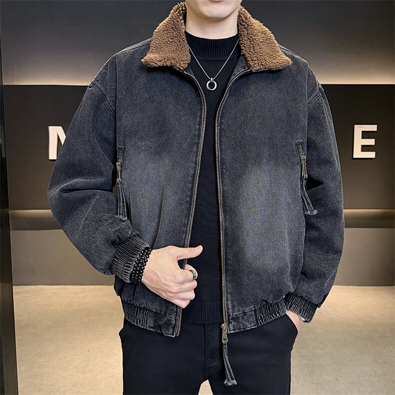 2025冬款夹克男加绒加厚保暖外套休闲牛仔上衣潮B317/J619/P175,男装工装外套,电商B317