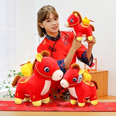小马送福2026马年吉祥物公仔毛绒玩具生肖马玩偶娃娃摆件厂家直销