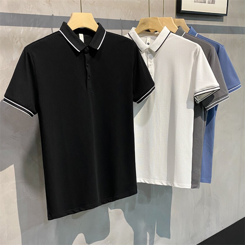 简约拼色男上衣短袖POLO衫翻领半袖T恤6202-P40，男装T恤，星座1012-1