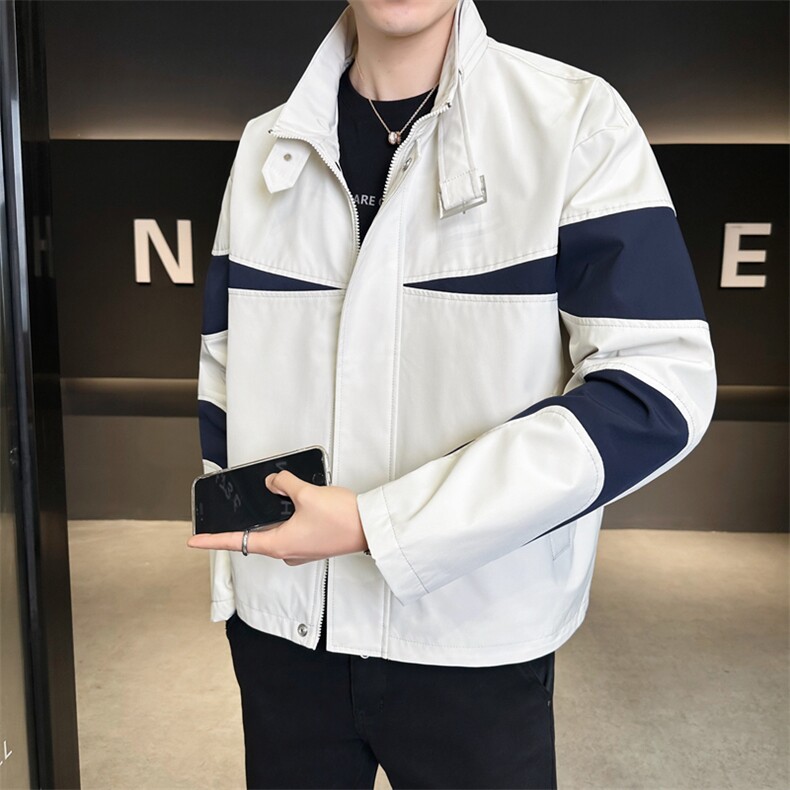 复古撞色拼接立领冲锋衣外套男开衫外套夹克棒球服JK01575-P73,男装夹克,星座308B-2