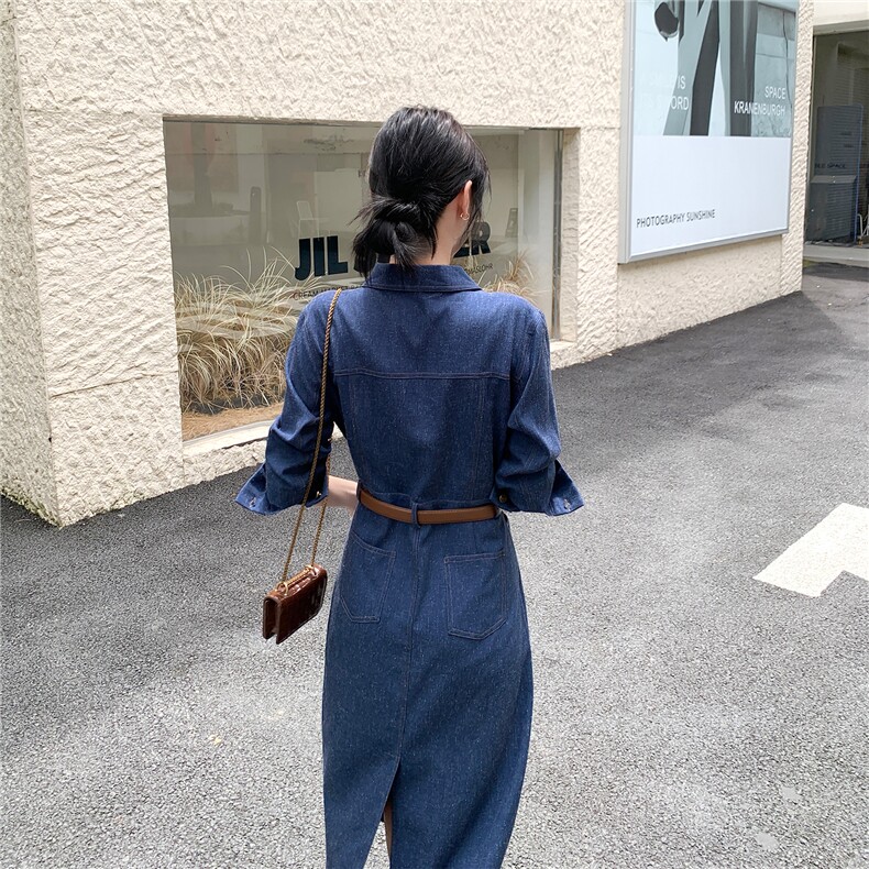 【档口现货】气质通勤衬衫领长袖连衣裙秋季新款5100-P145-K218,女装连衣裙,2C126