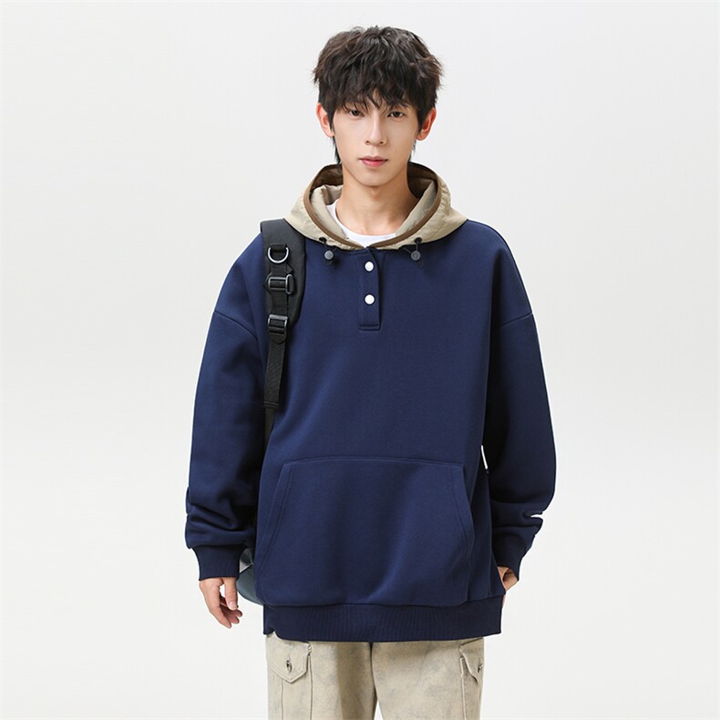 秋冬港风设计感撞色拼接连帽卫衣休闲百搭XZ302B-1-VE55193-P55,男装卫衣,星座302B-1