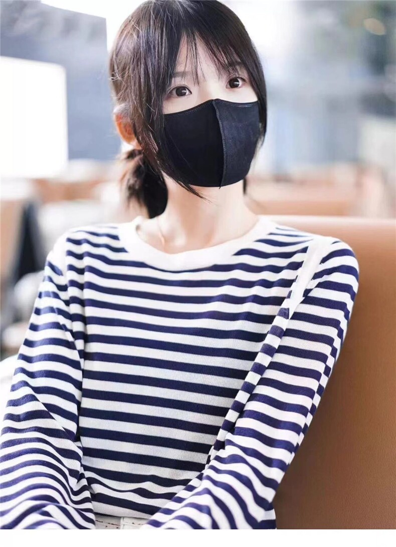 时尚百搭秋季新款长袖条纹T恤女宽松显瘦圆领上衣图片