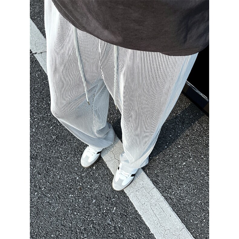 A178XK458新款夏季薄款男直筒长裤冰丝休闲宽松垂感阔腿卫裤,男装休闲裤,电商A178