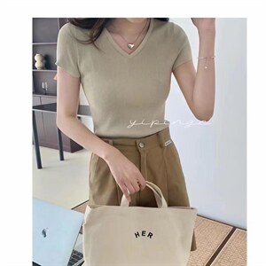 99088冰丝V领短袖图片