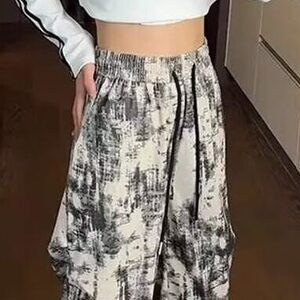 秋季男女情侣扎染裤子美式宽松潮牌休闲裤男生直筒运动长裤子图片