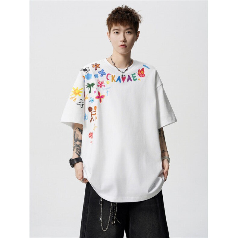 706-T0279-P29特P260克重磅现货夏季印花短袖T恤情侣打底衫,男装T恤,星座706