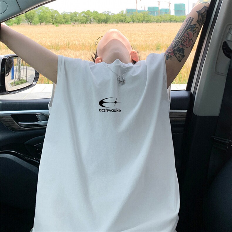 可48小时发货支持抖音得物来样二开240克重磅美式纯棉背心无袖t恤，男装背心/马甲，电商A486-1