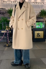 N9110/P110秋冬新款毛呢大衣男中长款双排扣呢子外套呢料大衣风衣，男装风衣，电商A141