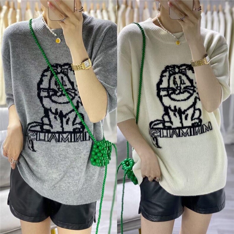 新款洋气花高领休闲宽松时尚百搭慵懒风糖果色针织全羊毛，其它，纳影