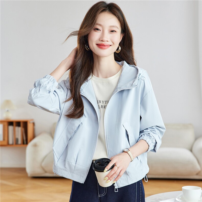 休闲连帽小个子短款外套女2025秋季新款宽松百搭显瘦工装夹克上衣，女装短外套，慕咨