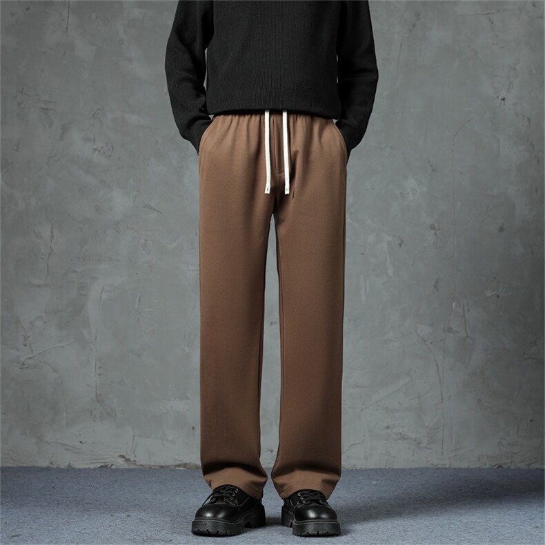 毛呢裤子男韩版秋冬新款加绒加厚九分西裤男士宽松垂感西装裤休裤，男装西服套装，星座505-2（原电商A260-1)