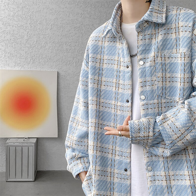 8XL-M特大码高级感千鸟格闲大码情侣复古翻领夹克外套JK1303P65,男装夹克,电商D206-1