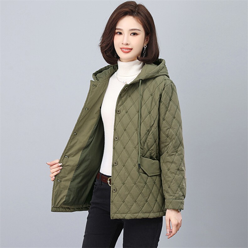 全年备货不下架2023新款时尚菱格绗线棉衣休闲冬装棉服,女装棉衣/棉服,忆绮罗