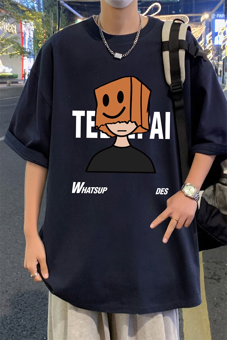 T769P26夏季新品港风高街美式短袖T恤宽松ins重磅纯棉体恤,男装T恤,星座304A