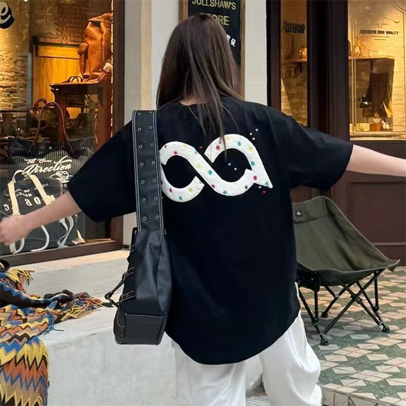 万针全刺绣工艺抖音得物高品质260克重磅纯棉双纱美式高街短袖T恤,男装T恤,电商A486-1