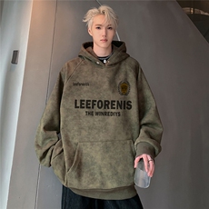 美式脏脏卫衣男秋季字母印花情侣连帽复古宽松外套W117-P58，男装卫衣，电商C307