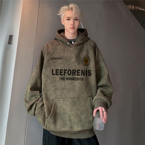 美式脏脏卫衣男秋季字母印花情侣连帽复古宽松外套W117-P58图片