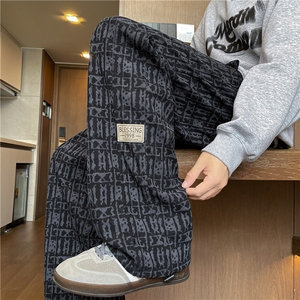 26春季慵懒风扎染美式重磅撞色格子高街百搭休闲直筒裤K601/TP28，男装休闲裤，电商B318