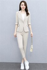 西装套装女2023夏季新款中袖薄款时尚休闲小个子职业西服两件套潮，商品下架区，韩然一族