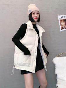 XL9819潮牌大口袋下摆抽绳百分百羽绒马甲，女装马夹，L·H·X