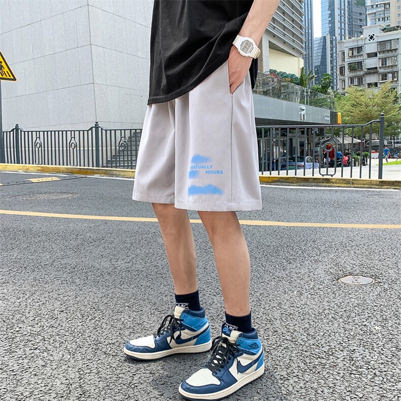 K207P25外景云朵印花夏装五分裤沙滩裤情侣中性风学生港风潮流,男装休闲裤,电商A026-1