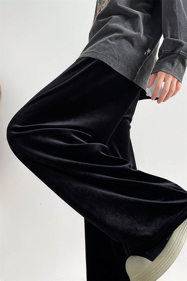 8XL-M加绒美拉德宽松金丝绒阔腿裤垂感拖地裤K993P55加绒65控78,男装休闲裤,电商D206-1