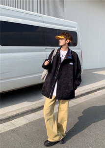 TP30W310两面穿风衣外套新款白底棒球服韩版宽松时尚夹克上衣图片