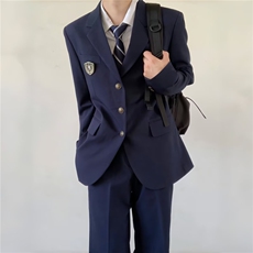 dk日系制服绀色西装外套男那士jk大学生正装新郎西服西裤子套装，男装西服，星座601-1