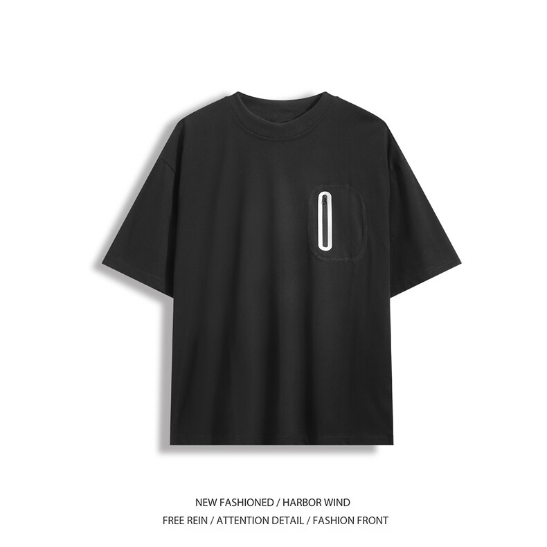 抖音品质夏季新款潮流拉链设计宽松短袖T恤B315-ST005-特p35控68,男装T恤,电商B315