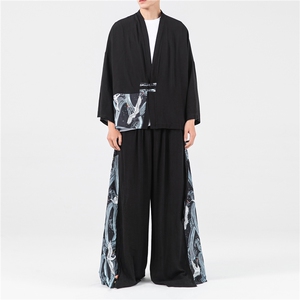 夏大码汉服风开衫阔腿裤情侣套装古风仙气学生班服 TZ72/P145图片