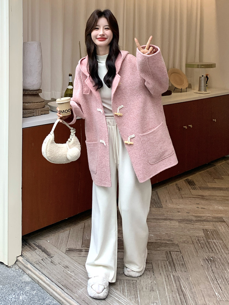 双面羊绒【现货】70毛粉色双面呢231-0211-P275-控385,女装双面呢大衣,琦鑫阁（原依鑫阁）