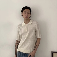 美式复古肌理感短袖男女POLO衫潮牌夏季宽松翻领体恤高街透气上衣，男装Polo衫，星座506A