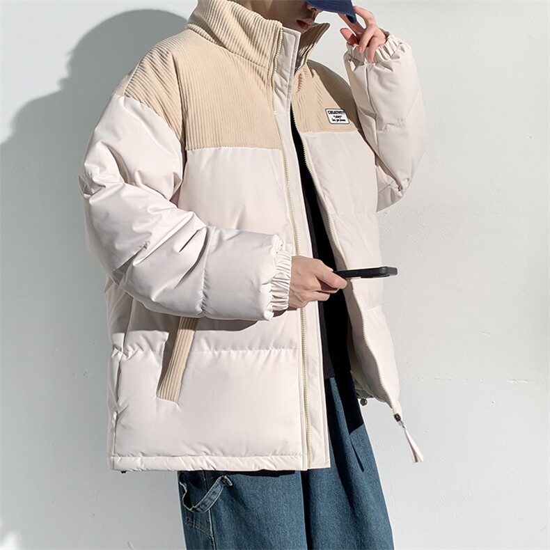 冬季青少年灯芯绒立领拼接外套休闲百搭面包服棉服5302-P78,男装棉衣,电商B306