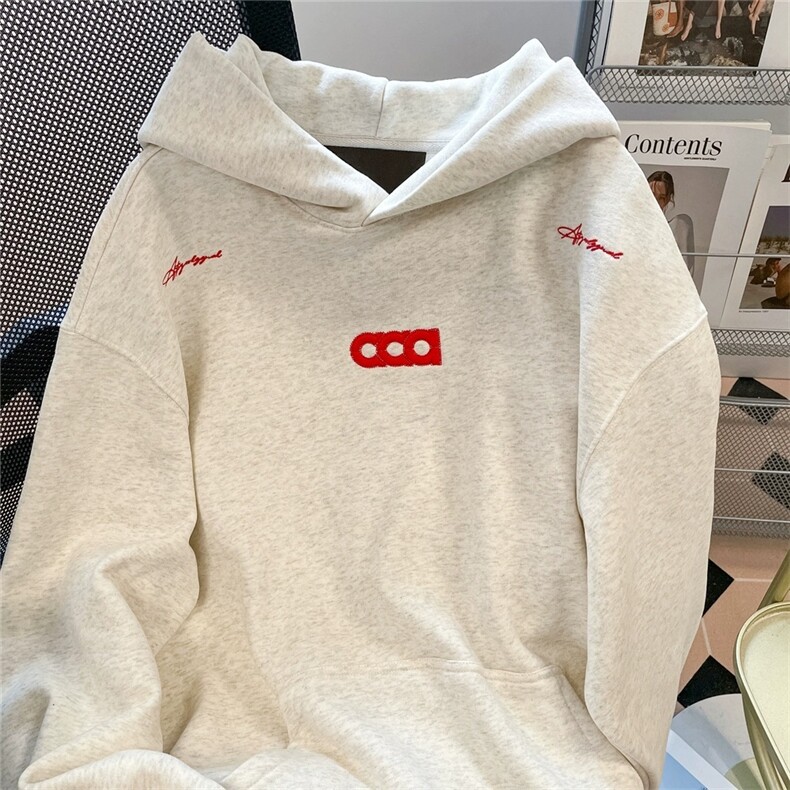 CX216-P49美式潮牌百搭运动宽松连帽卫衣女春秋重磅刺绣休闲,男装卫衣,电商B323A